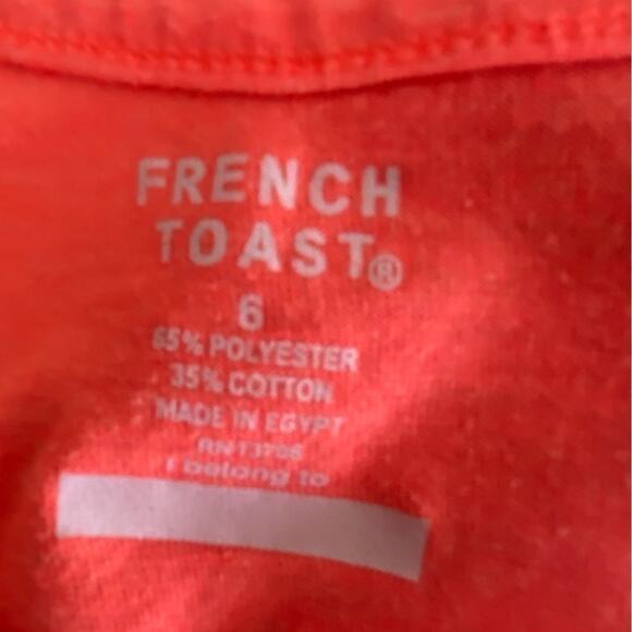 French Toast Girl’s Coral Colored Ruffled Cold Shoulder Shirt Size 6 - Picture 3 of 3